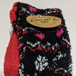 Ho Ho Ho Christmas Themed Fuzzy Lounging Sock Set